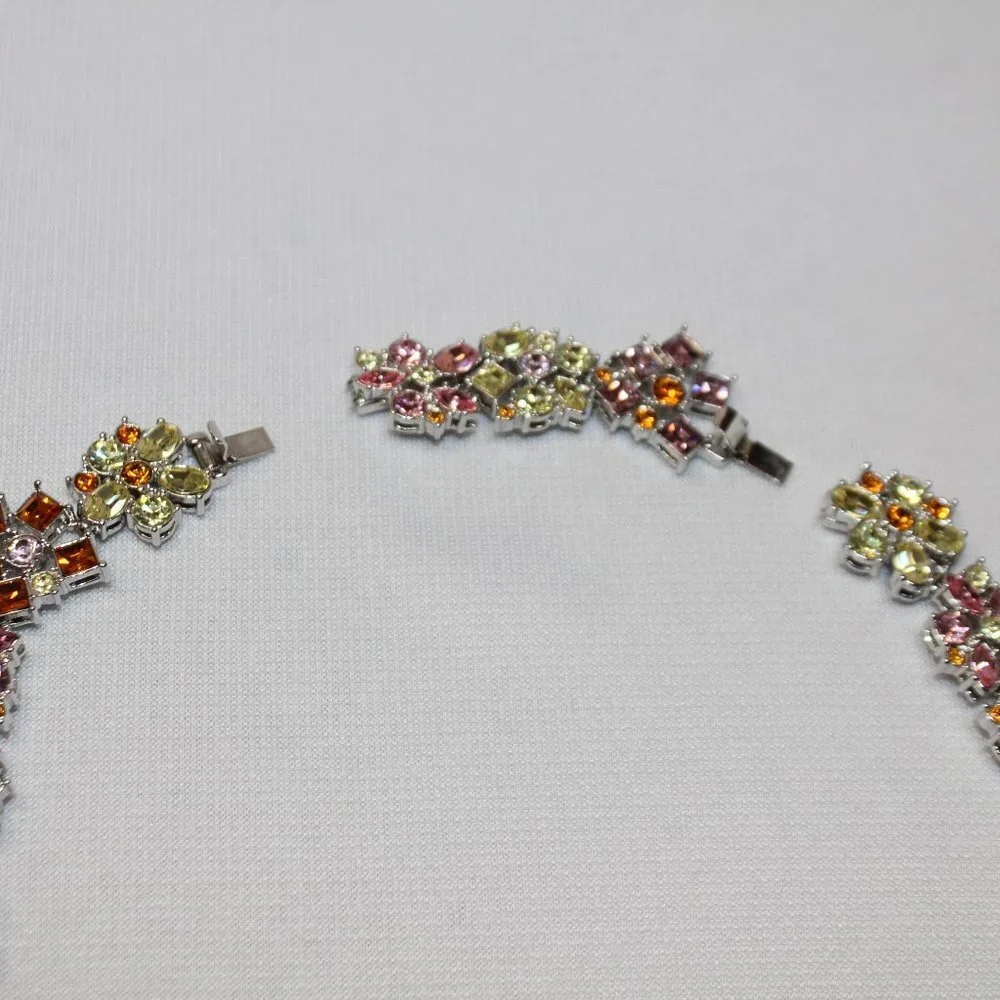 Nolan Miller Multi-Color Floral Crystal and Silver Necklace - Picture 9 of 13